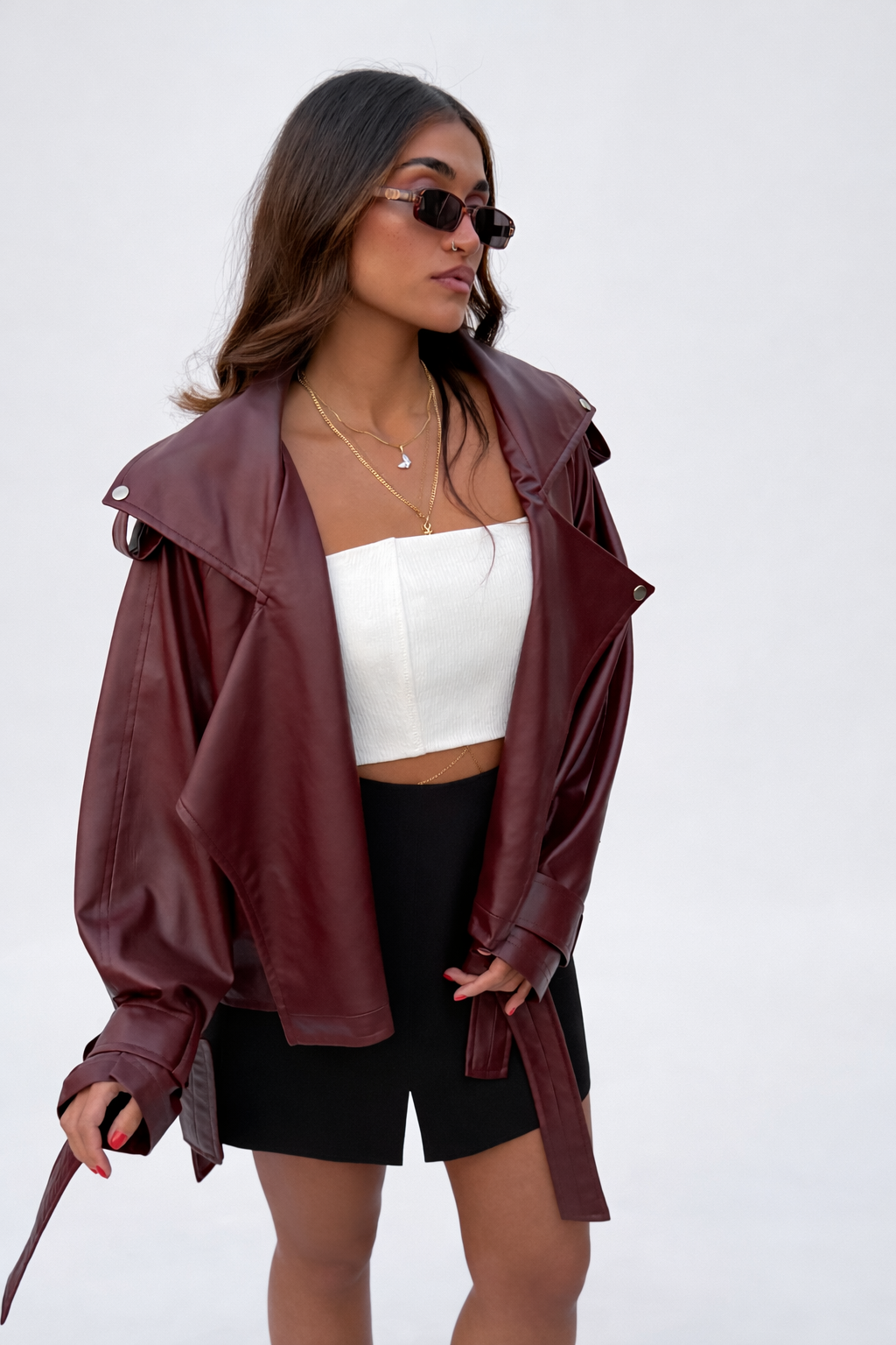 Burgundy lethear coat