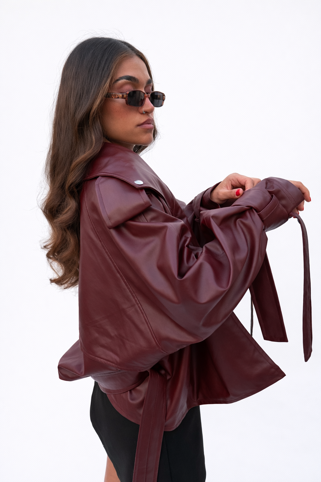 Burgundy lethear coat